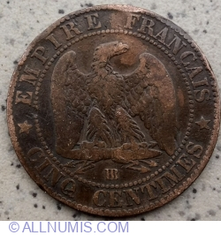 Image #1 of 5 Centimes 1856 BB