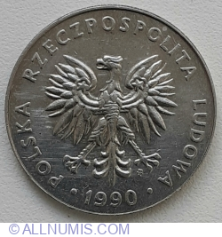 Image #2 of 20 Zlotych 1990 (ground-off edge - scam)