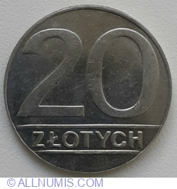 Image #1 of 20 Zlotych 1990 (ground-off edge - scam)