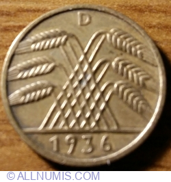 Image #2 of 5 Reichspfennig 1936 D