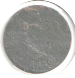 Image #2 of 1/2 Penny 1820 - Bust and Harp
