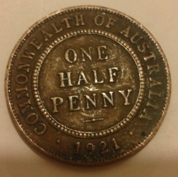 Image #1 of 1/2 Penny 1921