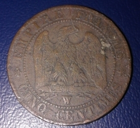 Image #2 of 5 Centimes 1854 W