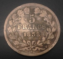 Image #2 of 5 Francs 1838 W