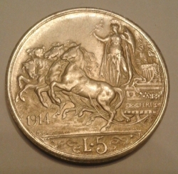 Image #2 of 5 Lire 1914 R (COUNTERFEIT)