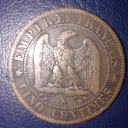 Image #2 of 5 Centimes 1861 K