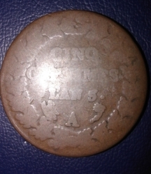 Image #2 of 5 Centimes 1796 (l'an 5) A
