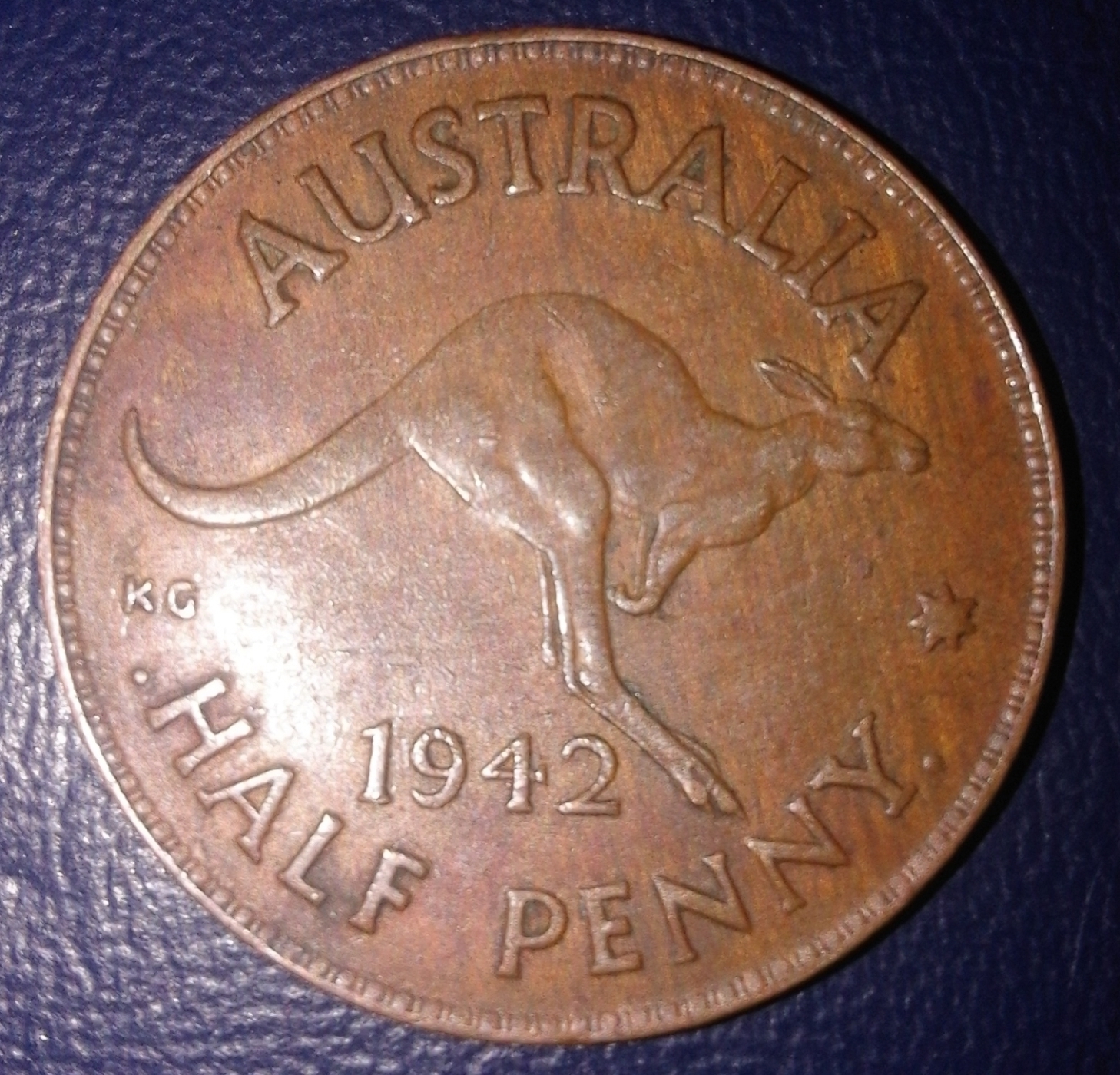 1 2 Penny 1942 I George VI 1937 1952 Australia Coin 40639