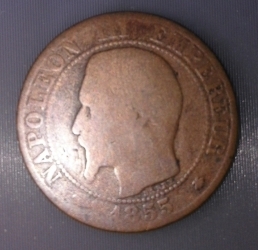 Image #1 of 5 Centimes 1855 BB (Dog's Head)