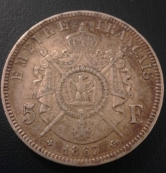 Image #2 of 5 Francs 1867 BB