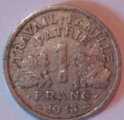 Image #1 of 1 Franc 1943 B