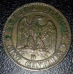 Image #2 of 5 Centimes 1854 D