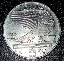 Image #2 of 50 Centesimi 1940 XVIII - ne-magnetică