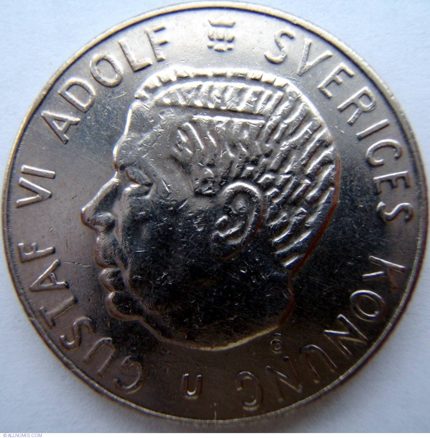 1 Krona 1973 Gustaf Al Vi Lea Adolf 1950 1973 Suedia Monedă 2212