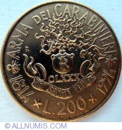 Image #1 of 200 Lire 1994 - 180 de ani de carabinieri