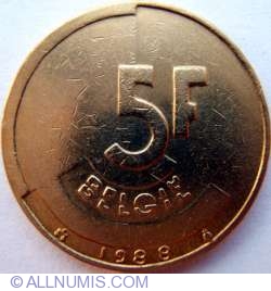 Image #1 of 5 Francs 1988 (Belgie)