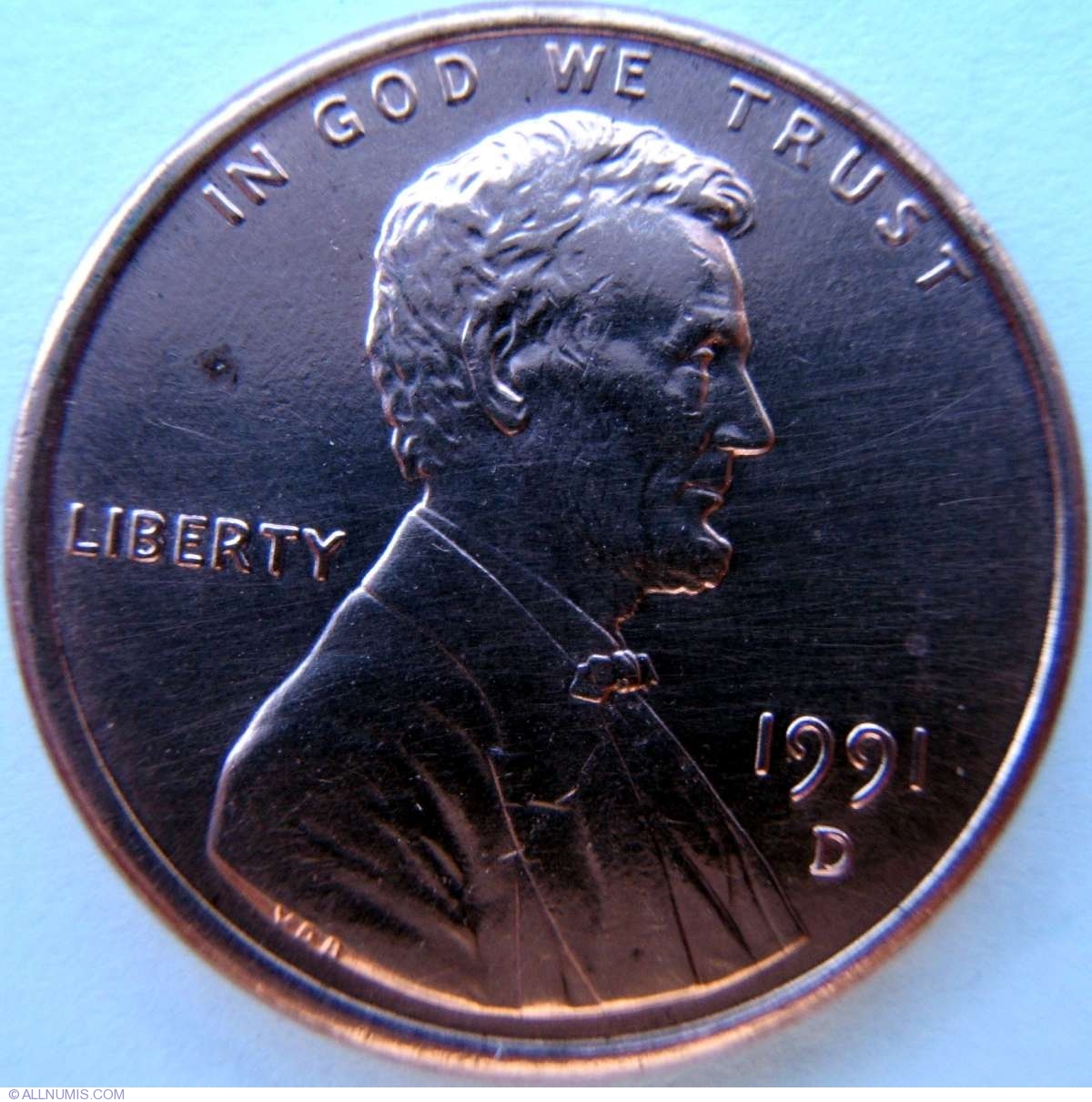 1 Cent 1991 D Cent Lincoln Memorial 1959 2008 United States Of 