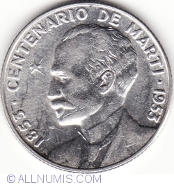 25 Centavos 1953 - Centennial - Birth of Jose Marti