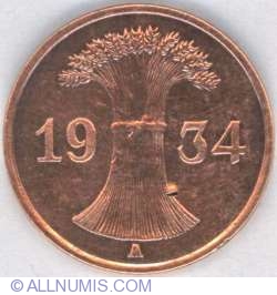 Image #2 of 1 Reichspfennig 1934 A