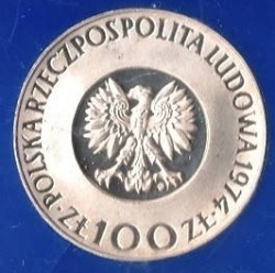 Image #1 of 100 Zlotych 1974 500th Anniversary - Birth of Mikolaj Kopernik (Copernicus)