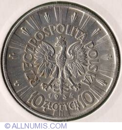 Image #1 of 10 Zlotych 1934 (J. Pilsudski)