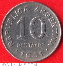 Image #2 of 10 Centavos 1951