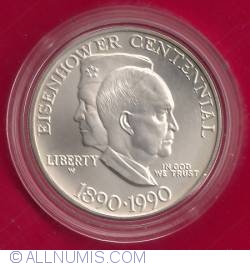 1 Dolar 1990 W - Aniversarea a 100 de ani de la nașterea lui Eisenhower