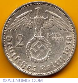 2 Reichsmark 1938 A - Paul von Hindenburg