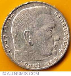 Image #2 of 2 Reichsmark 1938 A - Paul von Hindenburg