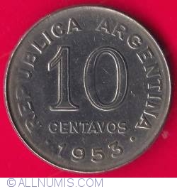 Image #2 of 10 Centavos 1953