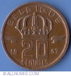 Image #1 of 20 Centimes 1957 (Belgique)