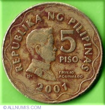 5 Piso 2001, Republic - 1995- - Philippines - Coin - 8799