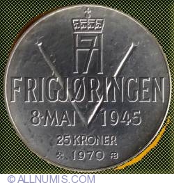 Image #2 of 25 Kroner 1970 - 25th anniversary of liberation from the nazi occupation