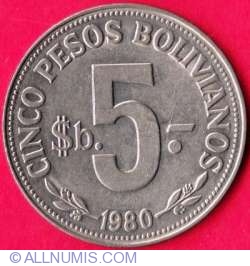 5 Pesos 1980
