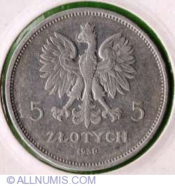 Image #1 of 5 Zlotych 1930 -Centennial of 1830 Revolution