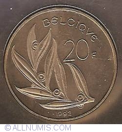 Image #2 of 20 Francs 1992 (belgique)