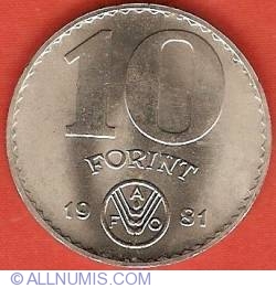 Image #2 of 10 Forint 1981 FAO