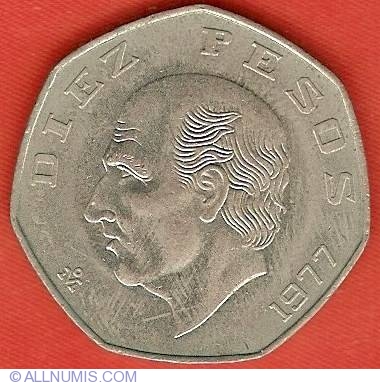 10 Pesos 1977 United Mexican States 1961 1980 Mexico Coin 17023