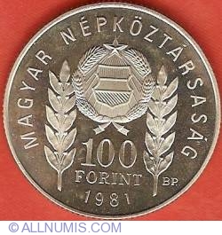 Image #1 of 100 Forint 1981 - Aniversarea a 1300 de ani de la infiintarea statului bulgar