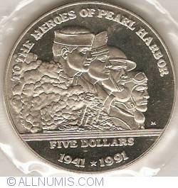 Image #2 of 5 Dollars 1991 - Pearl Harbor