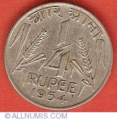 Image #2 of 1/4 Rupee 1954 (C)