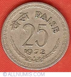 25 Paise 1972 (B), Republic (1970 - 1980) - India - Coin - 20765