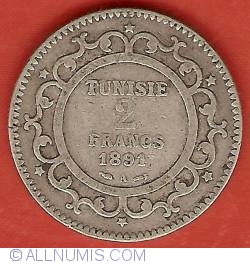 Image #2 of 2 Francs 1891 (AH1308)