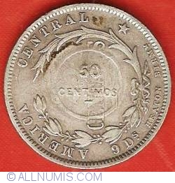 Image #2 of 50 Centimos 1923 - countermark on 25 Centavos 1889 Heaton