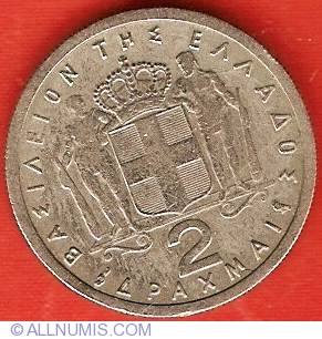 KM# 82 Free Combined S/H 1959 Greece 2 Drachmai Vintage Coin 