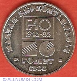 Image #2 of 20 Forint 1985 - 40 de ani de la infiintarea FAO