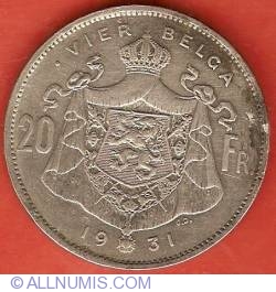 Image #2 of 20 Francs 1931 - 4 Belgas (Dutch)