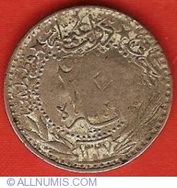 20 Para 1916 (AH 1327/6) ( Large countermark on Turkey 10 Para, KM#761)