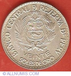 Image #1 of 20 Soles 1965 - 400th Anniversary of Lima Mint