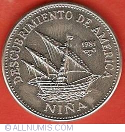 Image #2 of 1 Peso 1981 - Discovery of America - Niña